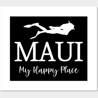 Maui – My Happy Place - Snorkeling Lover Design Posters and Art